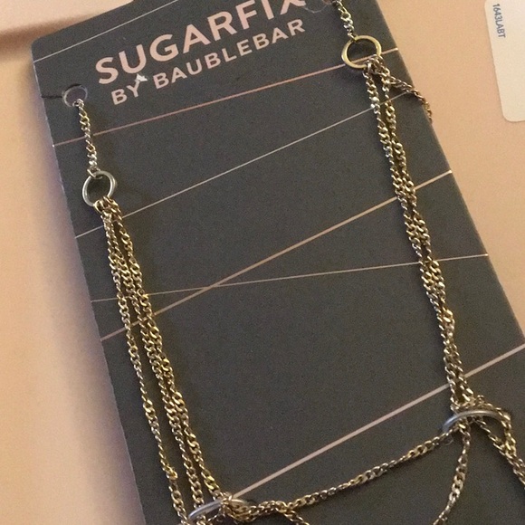 Bauble Bar Gold Lariat Necklace, Pink With Quartz - Picture 5 of 6